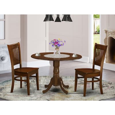 Round Dining Table Set - 5 Piece Kitchen Table with Chairs, Small Space, Drop Leaf Design, Oak Finish
