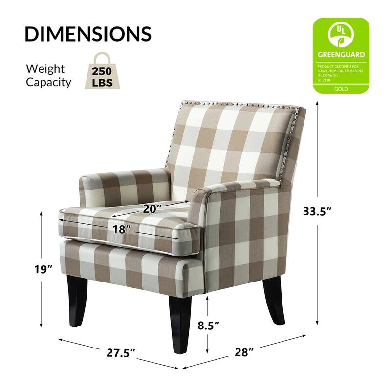Akorda Classic Armchairs with Nailhead Trim and Solid Wood Legs Set of 2 by HULALA HOME