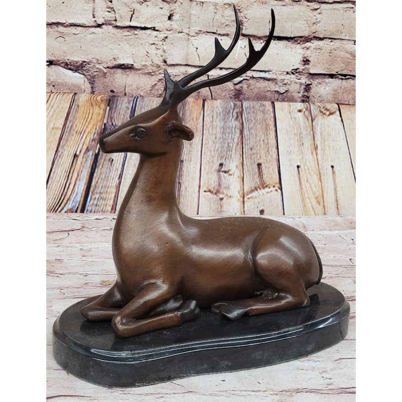 Reindeer Caribou Deer Elk Bronze Statue Sculpture Figurine Signed Original 9.5 Inches X 8.5 Inches
