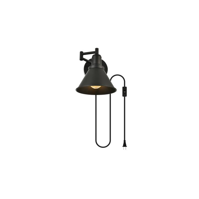 Jax 1 Light Black Swing Arm Plug In Wall Sconce - Black