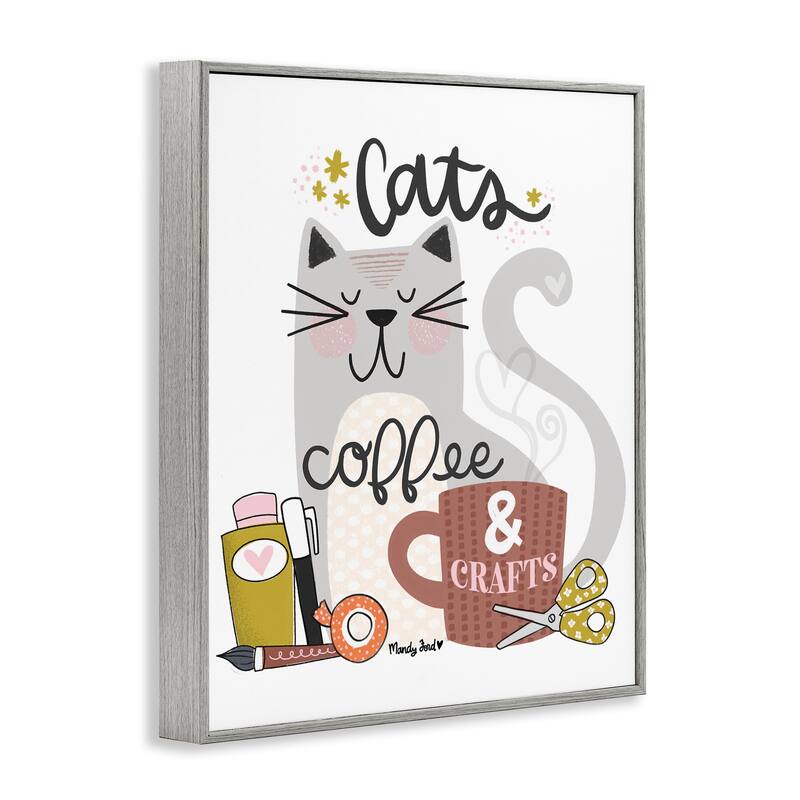 Stupell Cats Coffee & Crafts Framed Giclee Art Design By Mandy Ford Art + Illustration