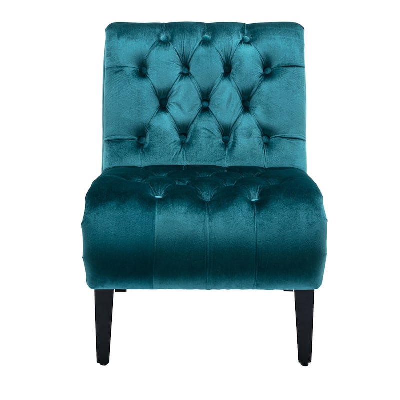Velvet Upholstered Leisure Chair For Living Room With Wood Legs