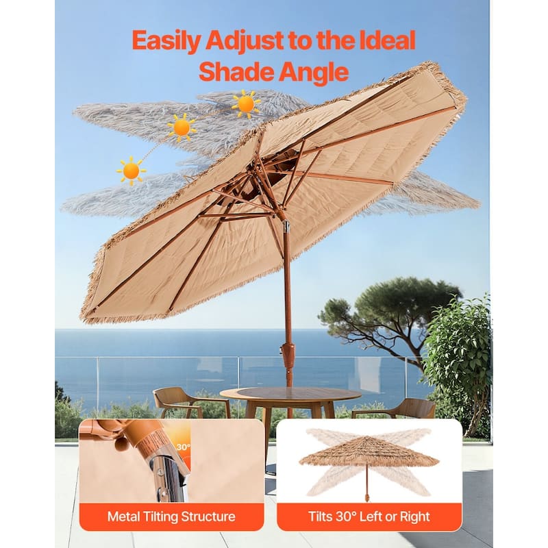 9 ft Beach Umbrella with Adjustable Tilt and Easy Setup for Outdoors - 108” x 7.2” x 96”