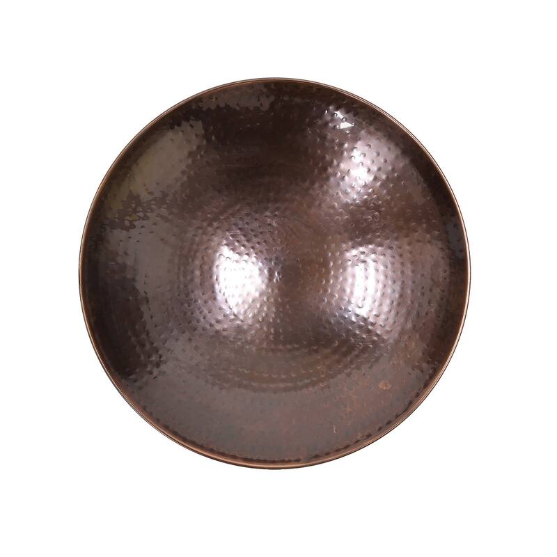 Achla Designs 14"W Round Burnt Copper Stainless Steel Birdbath w/ Black Wrought Iron Tripod Stand