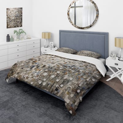 Designart "Brown And White Bohemian Medley" Brown Bohemian - Bedding Cover Set With Shams