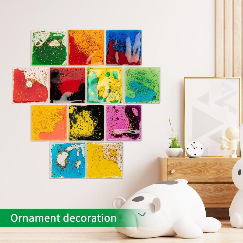 Art3d 12-Pack Colorful Flexible Liquid Play Mats for Children