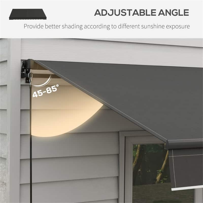 Polyester Aluminum Steel Manual Retractable Outdoor Awning - 141.75" W x 118" D