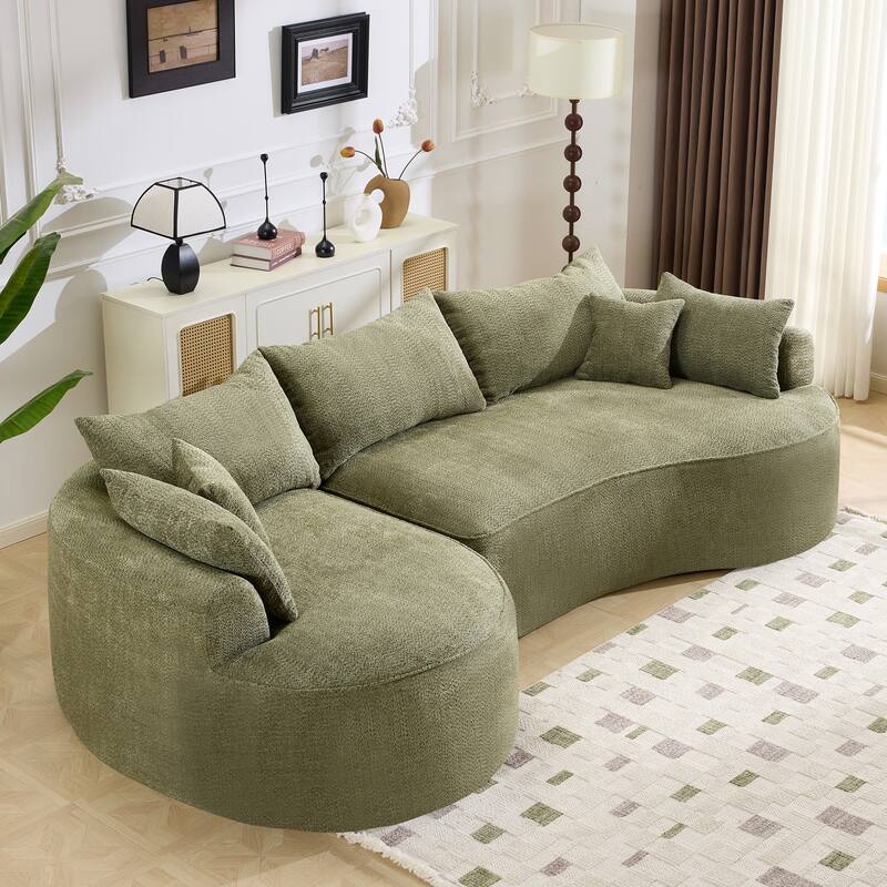 124.5-Inch Modern Compressed Boneless Sofa,Comes with 3 Back Pillows and 4 Throw Pillows