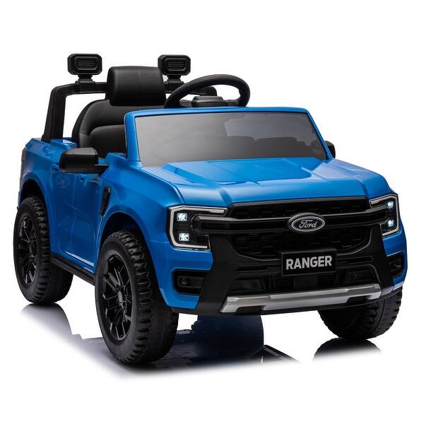 slide 2 of 31, 12V Kids Ride On Car with Remote Control, Licensed Ford Ranger, Rear Suspension, MP3, Bluetooth Blue