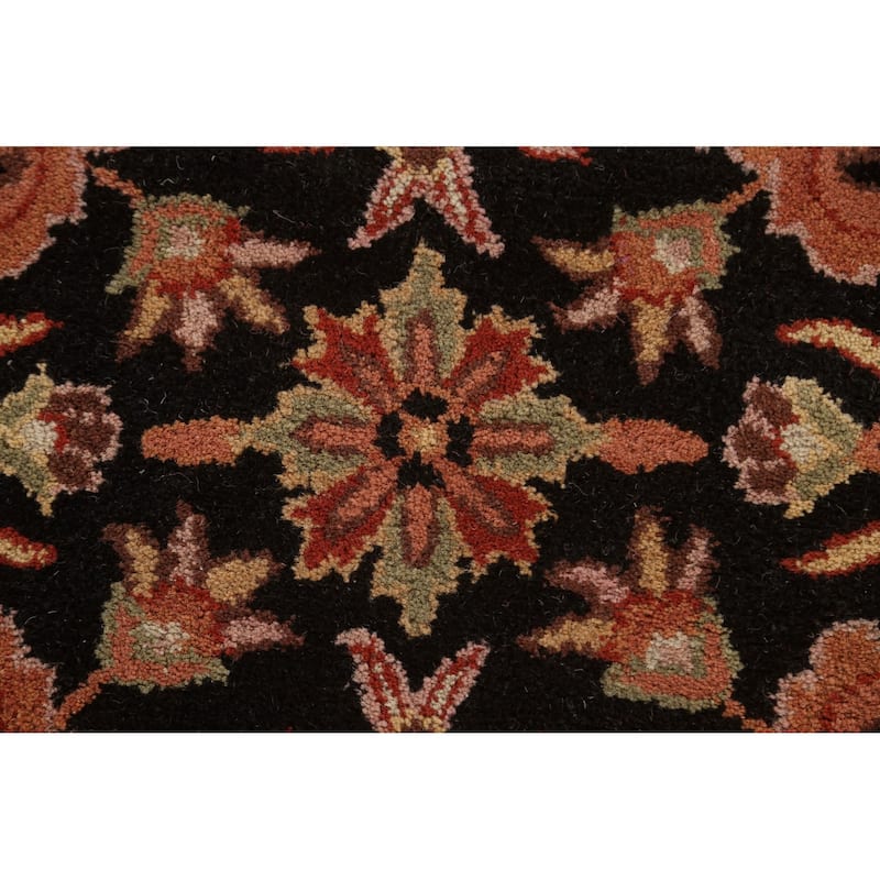 Black Floral Agra Oriental Wool Area Rug Hand-tufted Foyer Carpet - 5'2" x 7'10"