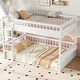preview thumbnail 4 of 11, Convertible Bunk Bed with Ladder and Safety Guardrails, Solid Wood Frame