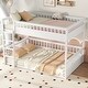 preview thumbnail 4 of 25, Queen over Queen Bunk Bed with Ladder and Guardrails, Solid Pine Wood Frame