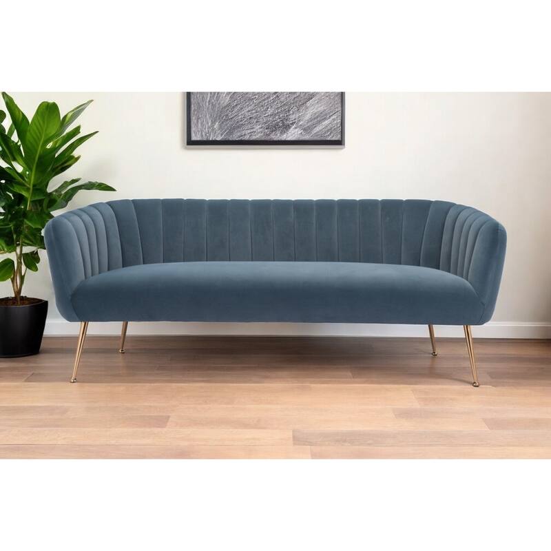 HomeRoots 70" Beige Velvet Sofa With Gold Legs