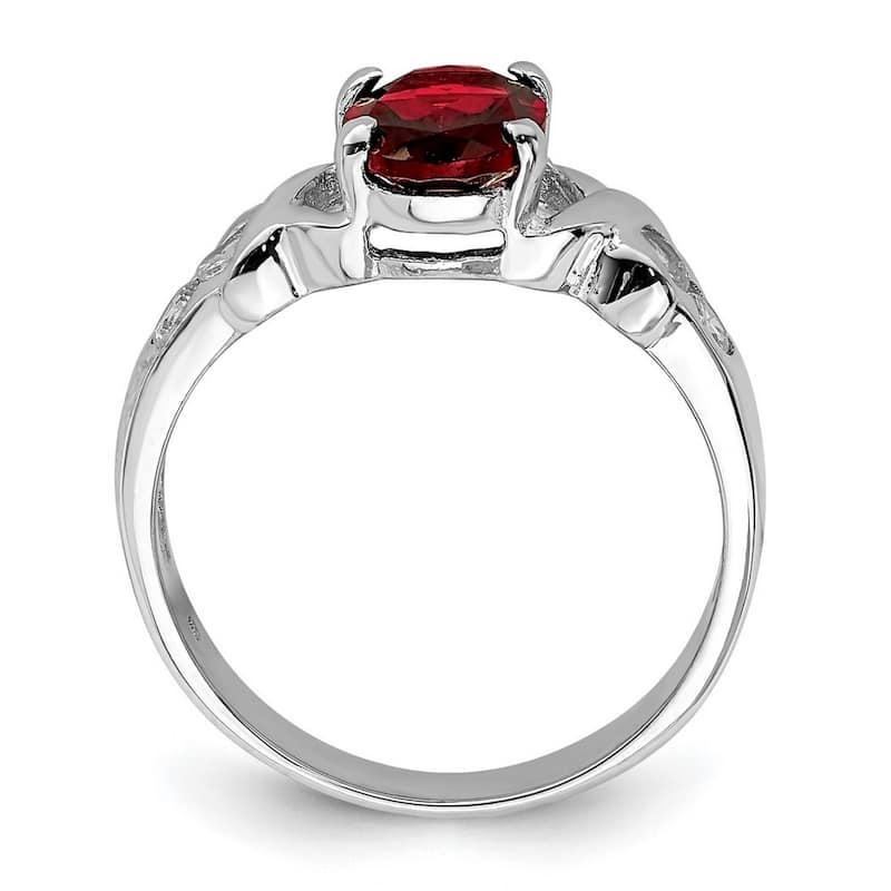Curata 925 Sterling Silver Oval Polished Open back Garnet Ring