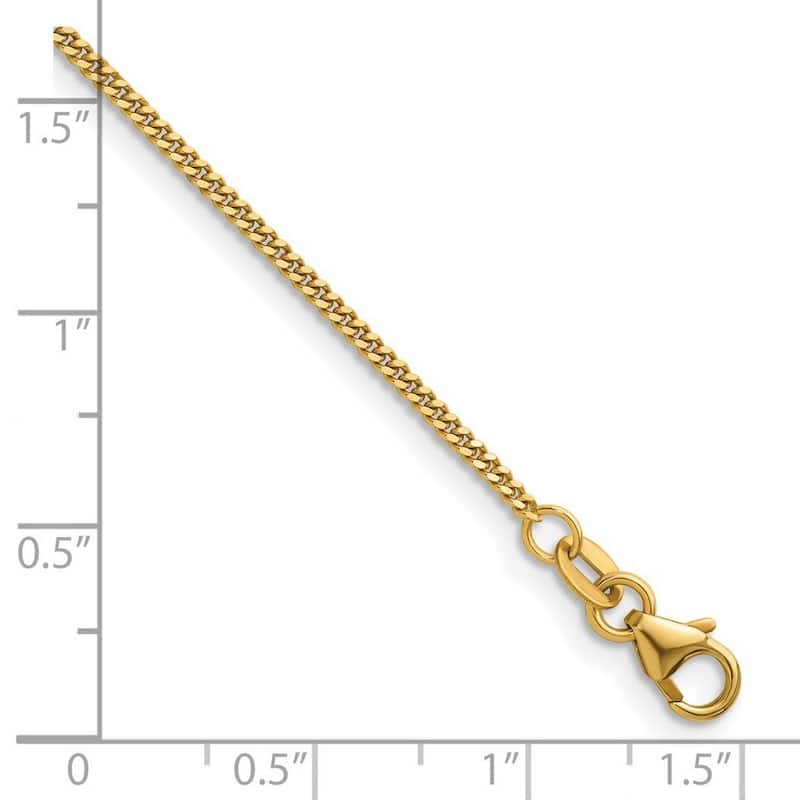 Curata Italian 14k Yellow Gold 1.6mm Curb Chain Necklace For Men Women (Lobster)