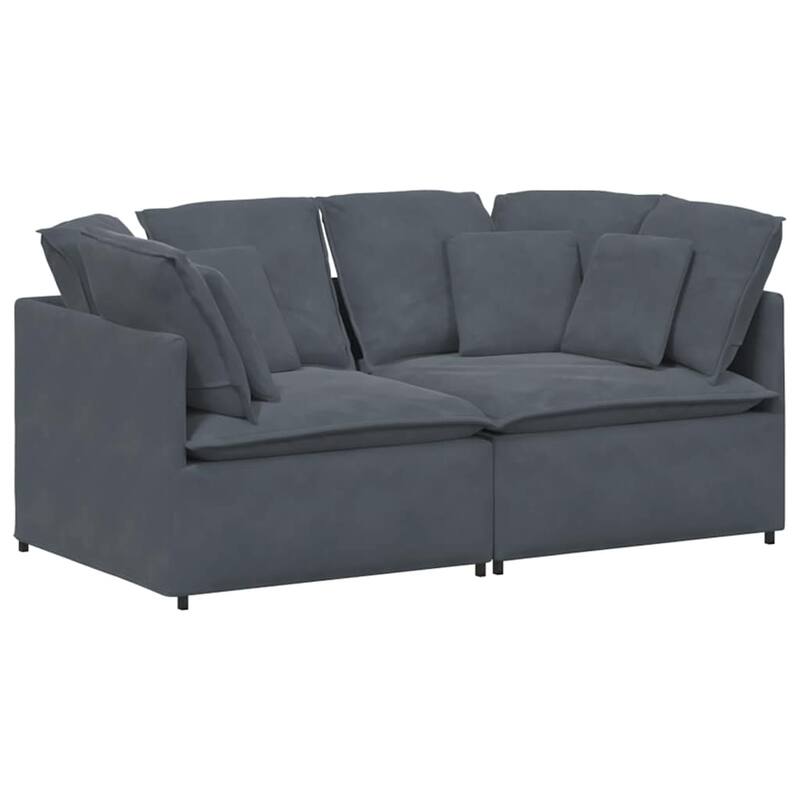 vidaXL Modular Sofa Dark Grey Velvet, Metal, Foam Oversized Modular - 39.4 x 78.7 x 25.2 in