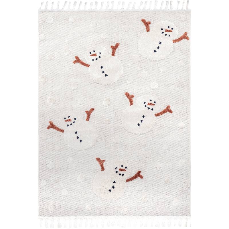 Nuloom Kilah Snowmen High-Low Kids Tasseled Area Rug