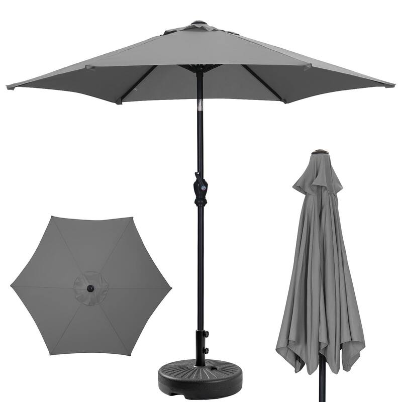 Autlaycil 7.5FT Solar Patio Umbrella with Base and Tilt,Crank