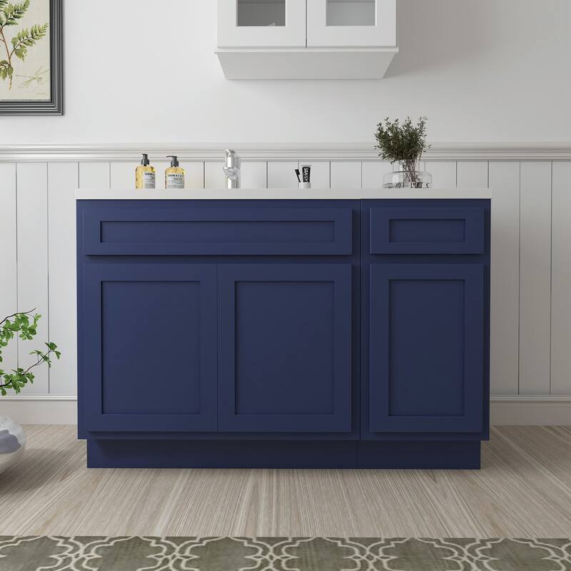Vanity Art 45" Oak Freestanding Bathroom Vanity Cabinet without Top - Blue
