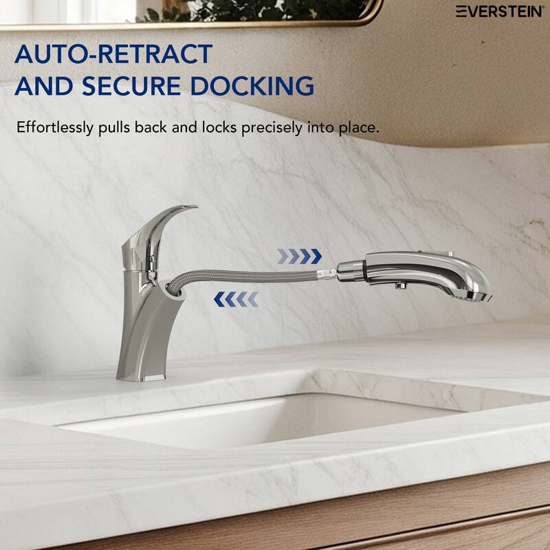 Single Handle Single Hole Pull-Out Basin Bathroom Faucet with Pop‑Up Drain