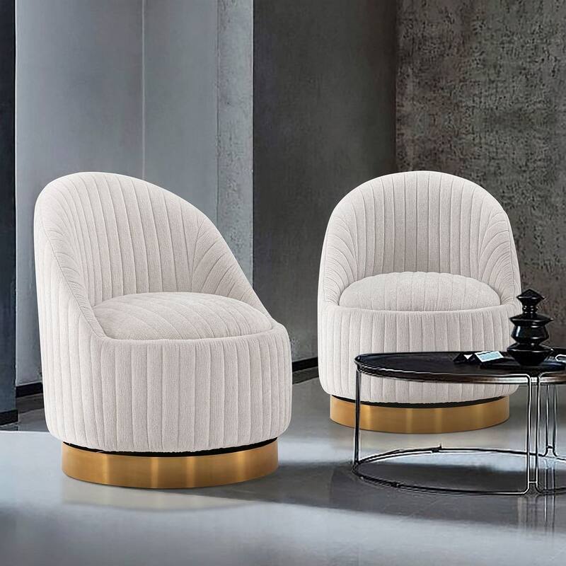 Manhattan Comfort Modern Leela Swivel Boucle Accent Chair Set of 2