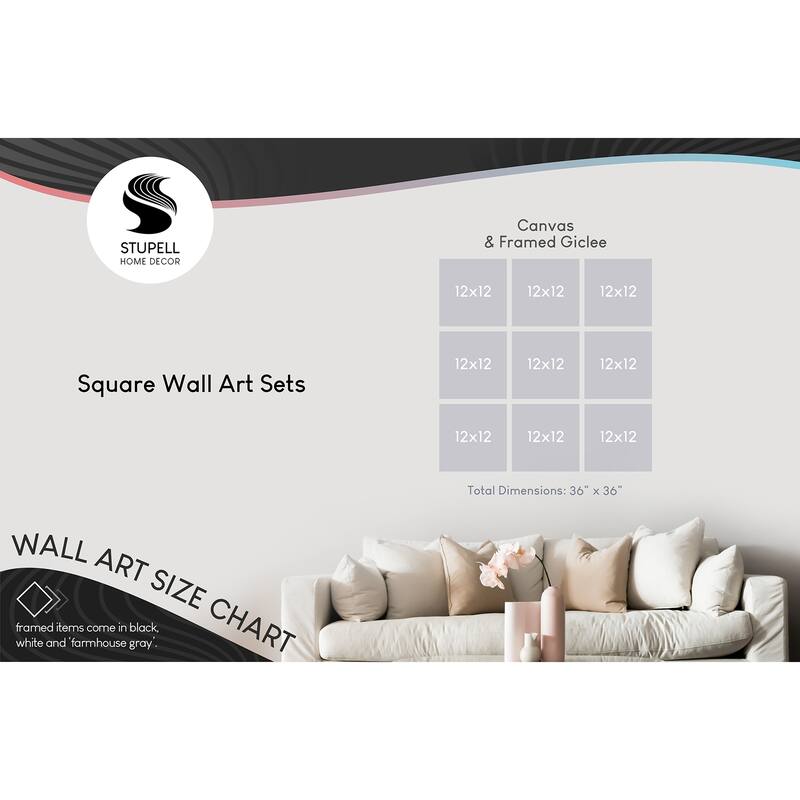 Stupell Cat Yoga Stretching Poses Animal Life Pet Humor 9 Piece Canvas Wall Art Set Design By R. Nob