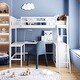 preview thumbnail 21 of 55, Full Size Wooden Loft Bed with Desk and Shelves, Space-Saving Design White