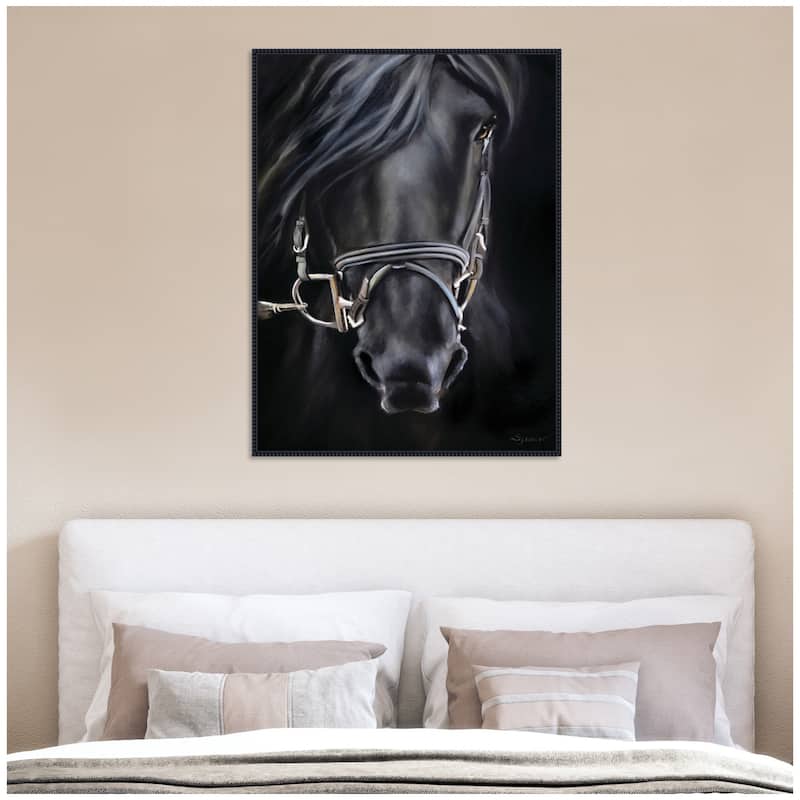 Kate and Laurel Ebony Splendor by Mary Sparrow Framed Canvas Wall Art Print