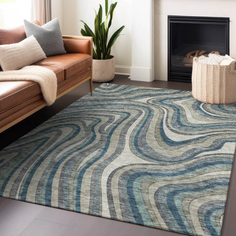 Premium Washable Super Soft Modern Waves Mayfield Rug