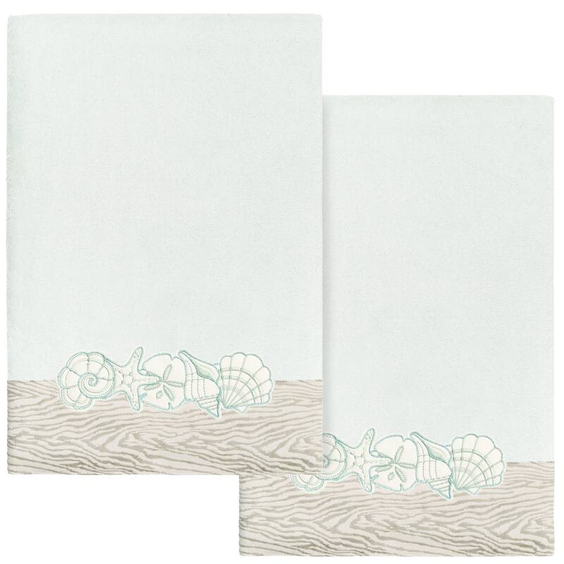 Authentic Hotel and Spa Turkish Cotton Shell Row 2PC Bath Towel Set - Aqua