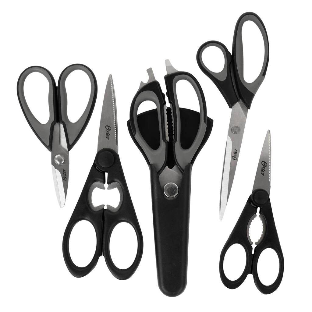 Oster Huxford 6 Piece Stainless Steel Kitchen Scissors Set in Black