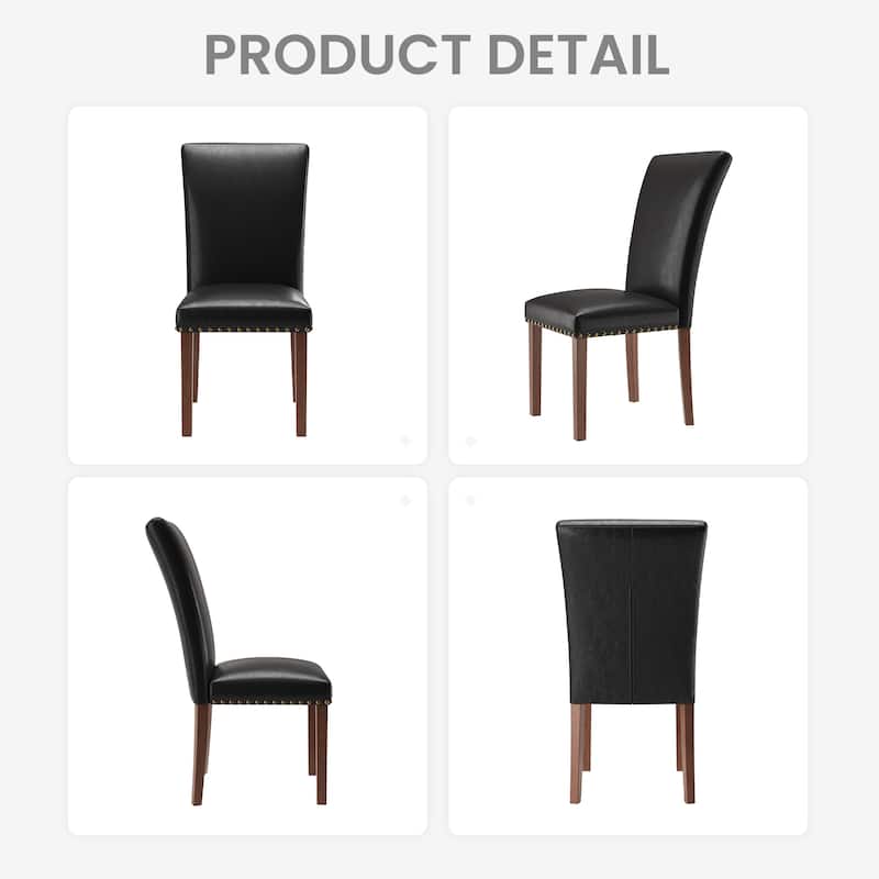 Upholstered Parsons Dining Chairs Set of 2/4/6, Fabric Dining Room Kitchen Side Chair with Nailhead Trim and Wood Legs