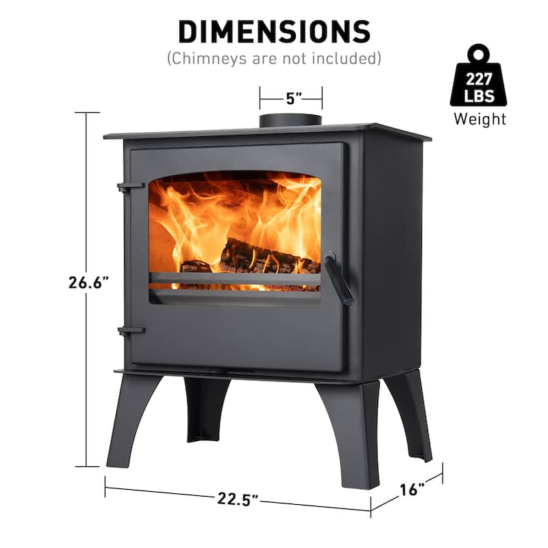 Aoodor Wood Burning Stove, Multi-fuel Stove with Leg