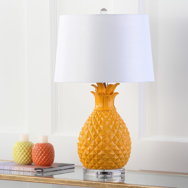 SAFAVIEH Lighting Karina 27-inch Pineapple Orange Table Lamp (Set of 2) - 15"x15"x25.5" - 15Wx15Dx26H