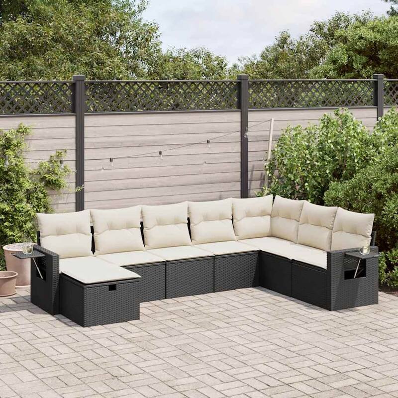 vidaXL Garden Sofa Set - Black and cream Large with storage  - form1