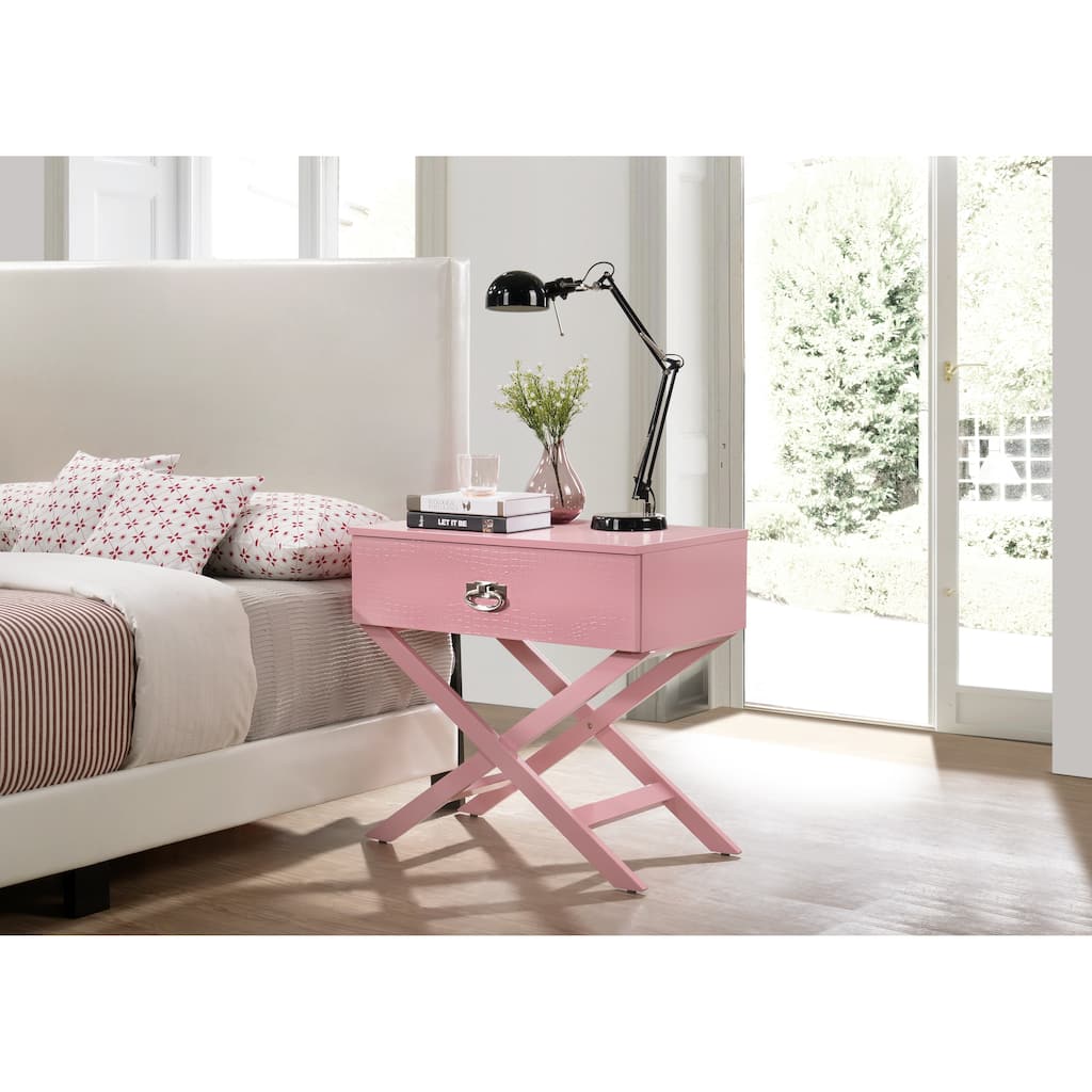 Pink Croc-Textured Nightstand for Modern Spaces