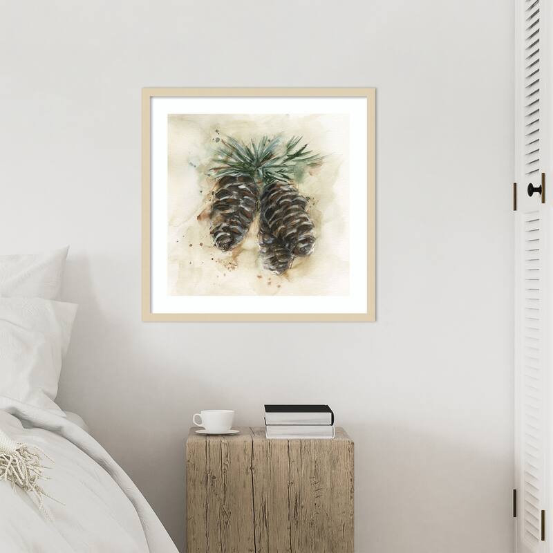 Watercolor Pinecone Study No. 2 by Ethan Harper Wood Framed Wall Art Print