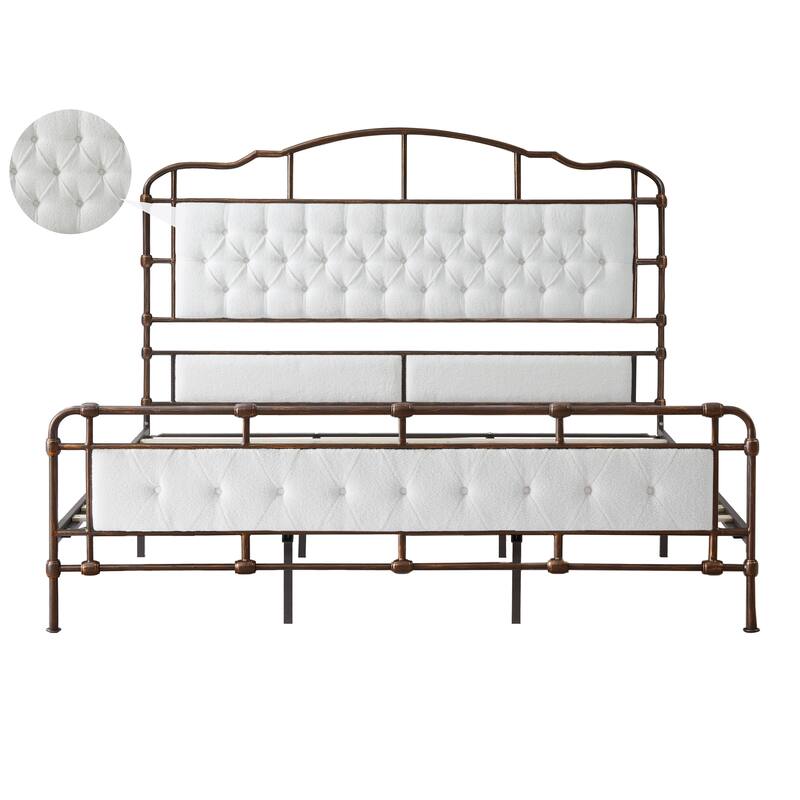 Queen size High Boad Metal bed with soft head and tail Bed Bath