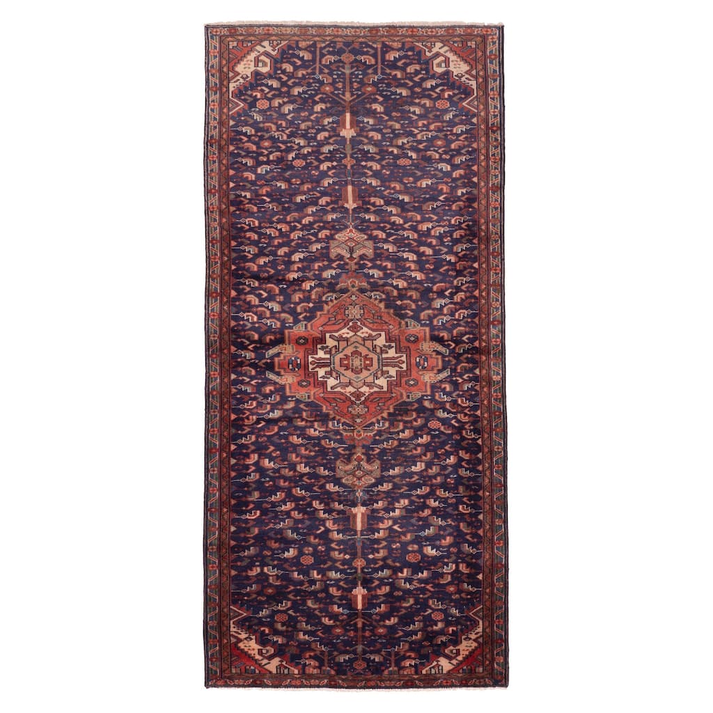 ECARPETGALLERY Hand-knotted Andelz Navy Wool Rug - 3'9 x 8'5