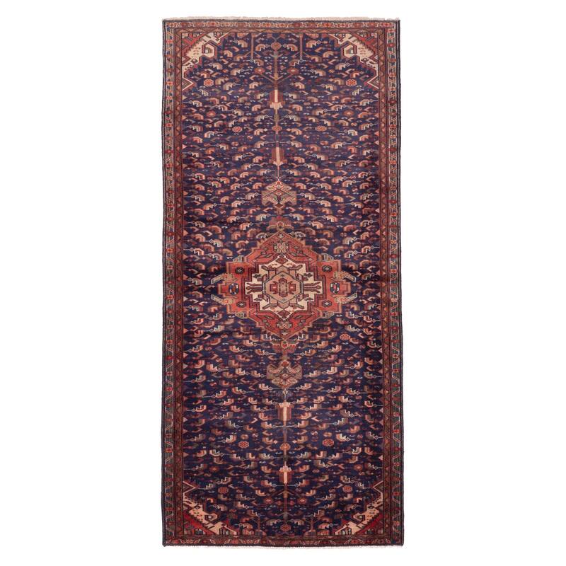 ECARPETGALLERY Hand-knotted Andelz Navy Wool Rug - 3'9 x 8'5