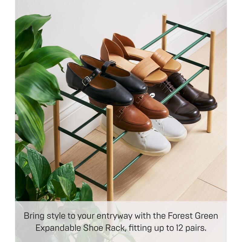 Yamazaki Home Expandable Shoe Rack, Steel, Holds 12 to 16 shoes, Holds 19.8 lbs, Expandable