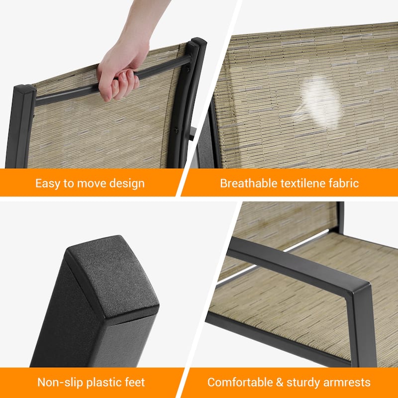 LIVOOSUN Patio 4pcs Textilene Conversation Set /w a Coffee Table