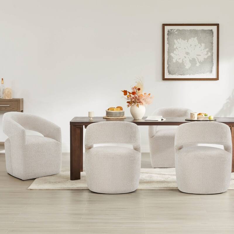 Spruce & Spring Modern Barrel Dining Chair with Casters Rolling Accent Chair