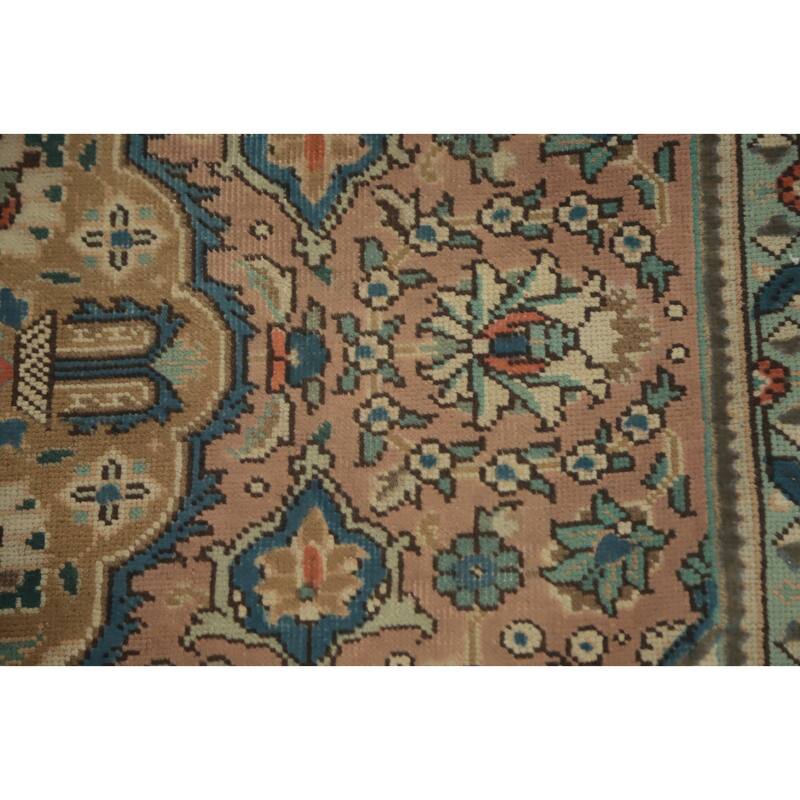 Hand Knotted Oriental 100% Wool Carpet Traditional Floral Pink Tabriz Area Rug - 6' 6'' X 4' 10''