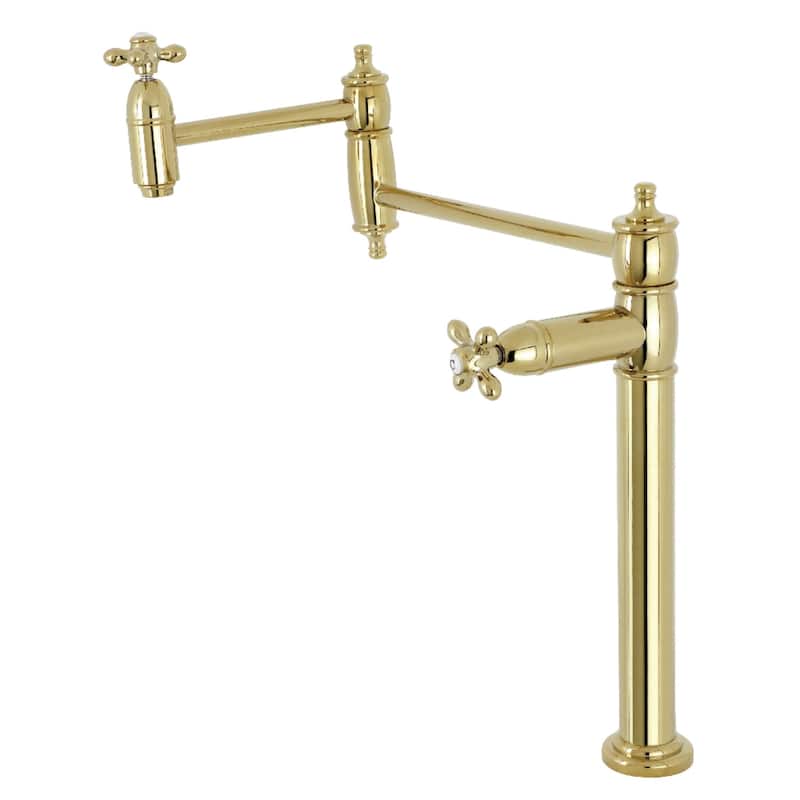 Kingston Brass Restoration Two-Handle 1-Hole Deck Mount Pot Filler Faucet - Polished Brass