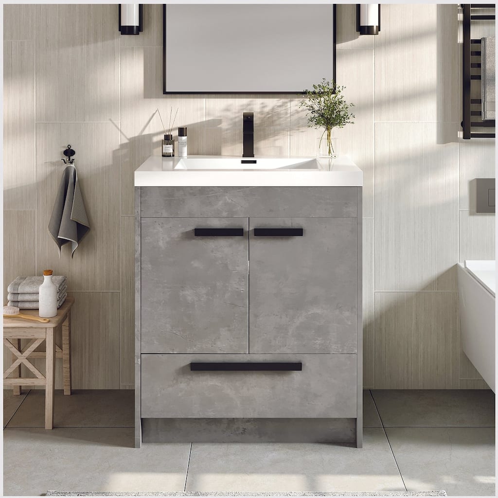 Eviva Lugano 24" Concrete Gray Bath Vanity with Integrated Acrylic Top