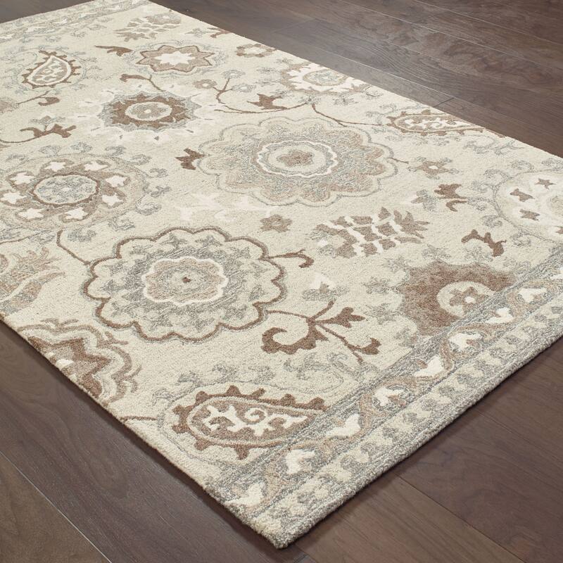 Style Haven Marthrown Ivory/ Grey Undyed Wool Handcrafted Area Rug