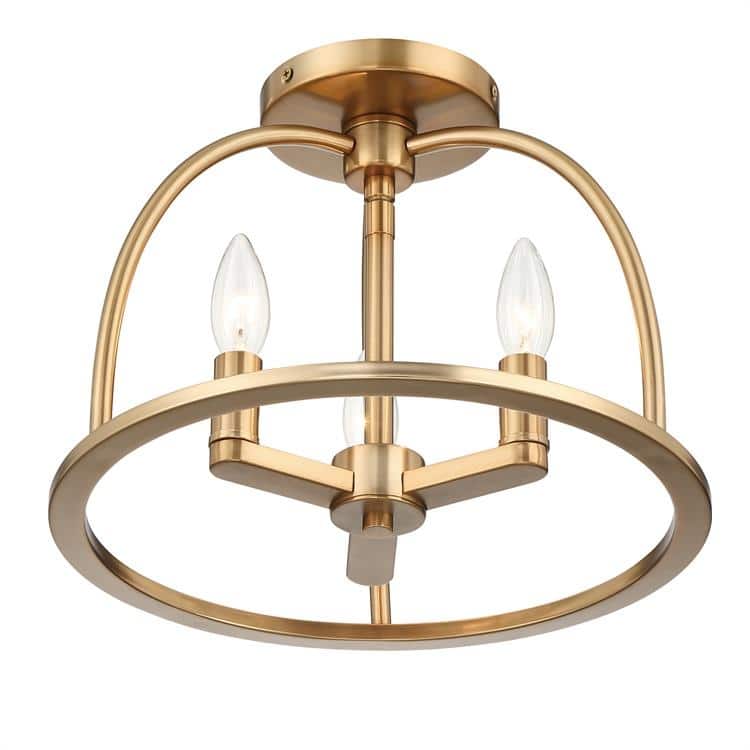 Abbott 3 Light Vibrant Gold Ceiling Mount - 13.75'' W x 10'' H - 13.75'' W x 10'' H