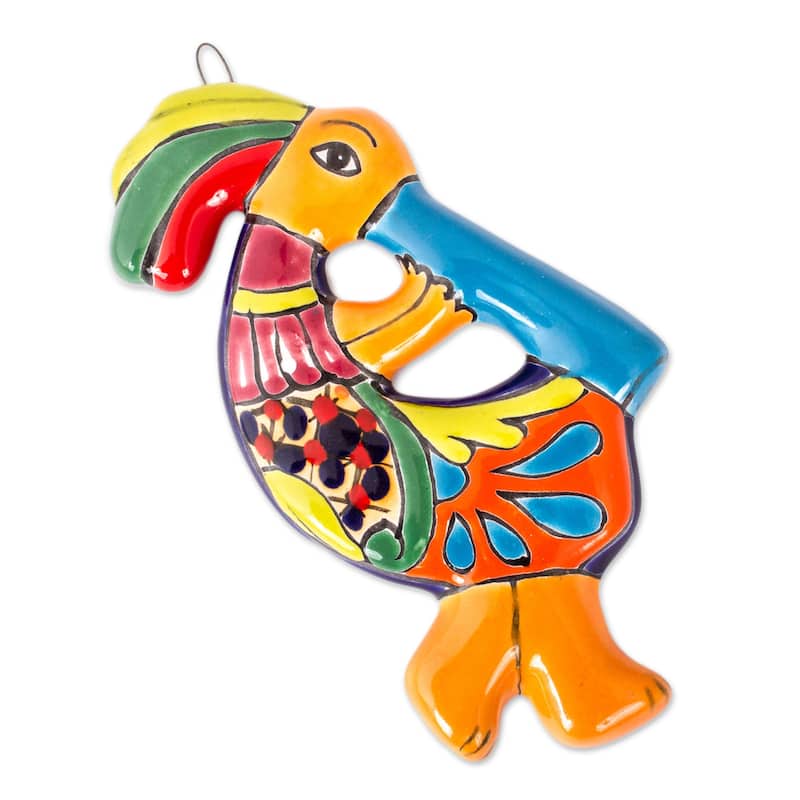 Novica Handmade Cute Kokopelli Ceramic Wall Sculpture