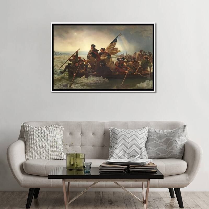 iCanvas "Painting Of George Washington Crossing The Delaware" by Stocktrek Images Framed Canvas Print